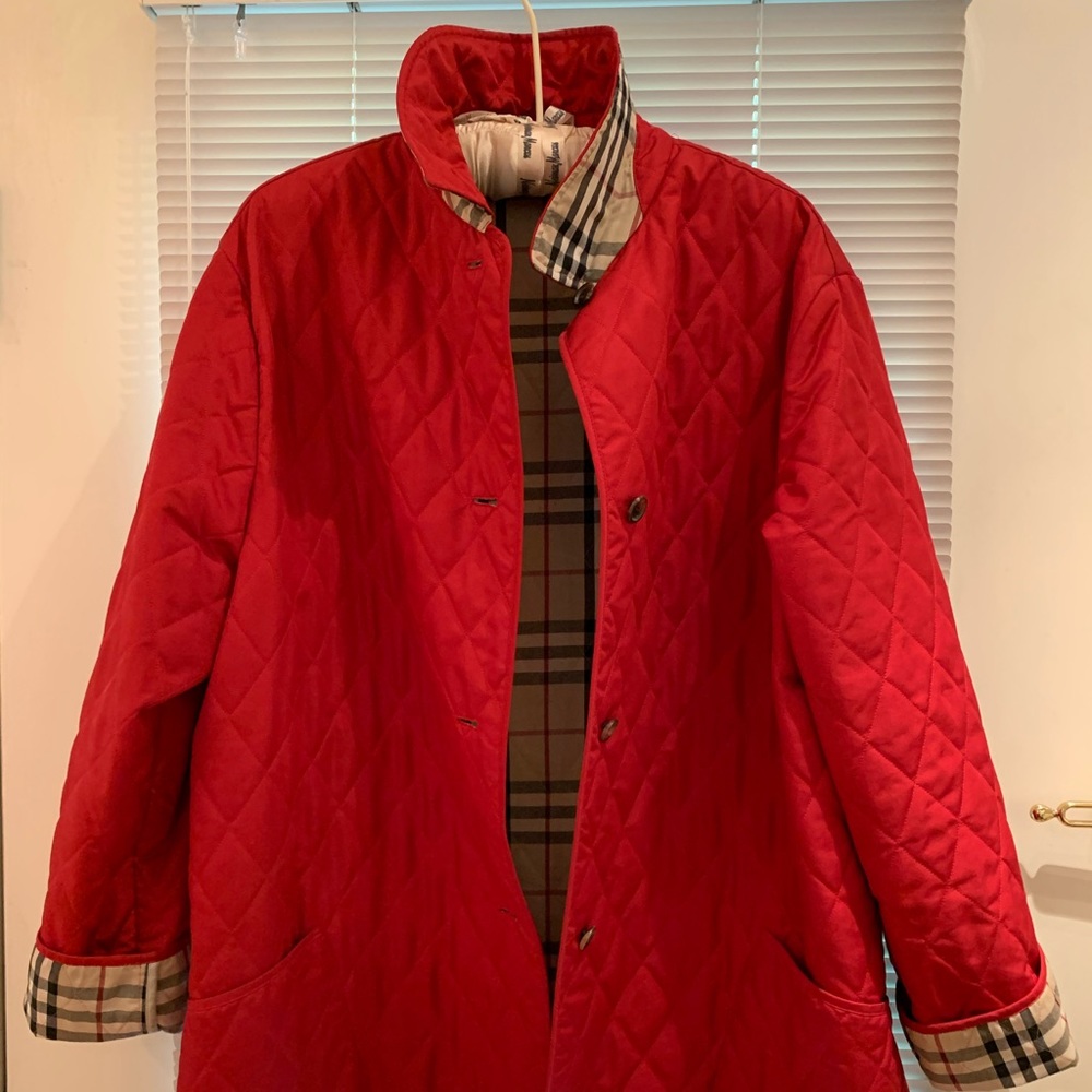 Beautiful Red Burberry Quilted Jacket
